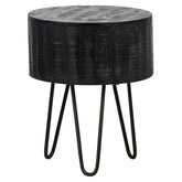 Barocca Black Sealed Wood and Iron Finish Side Table
